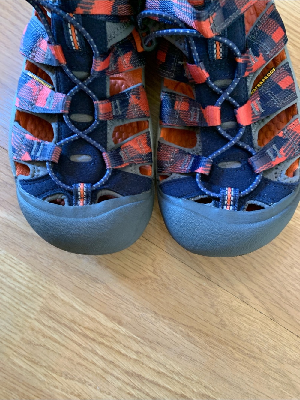 Keen Navy and Orange Kids Closed-Toe Hiking Sandals